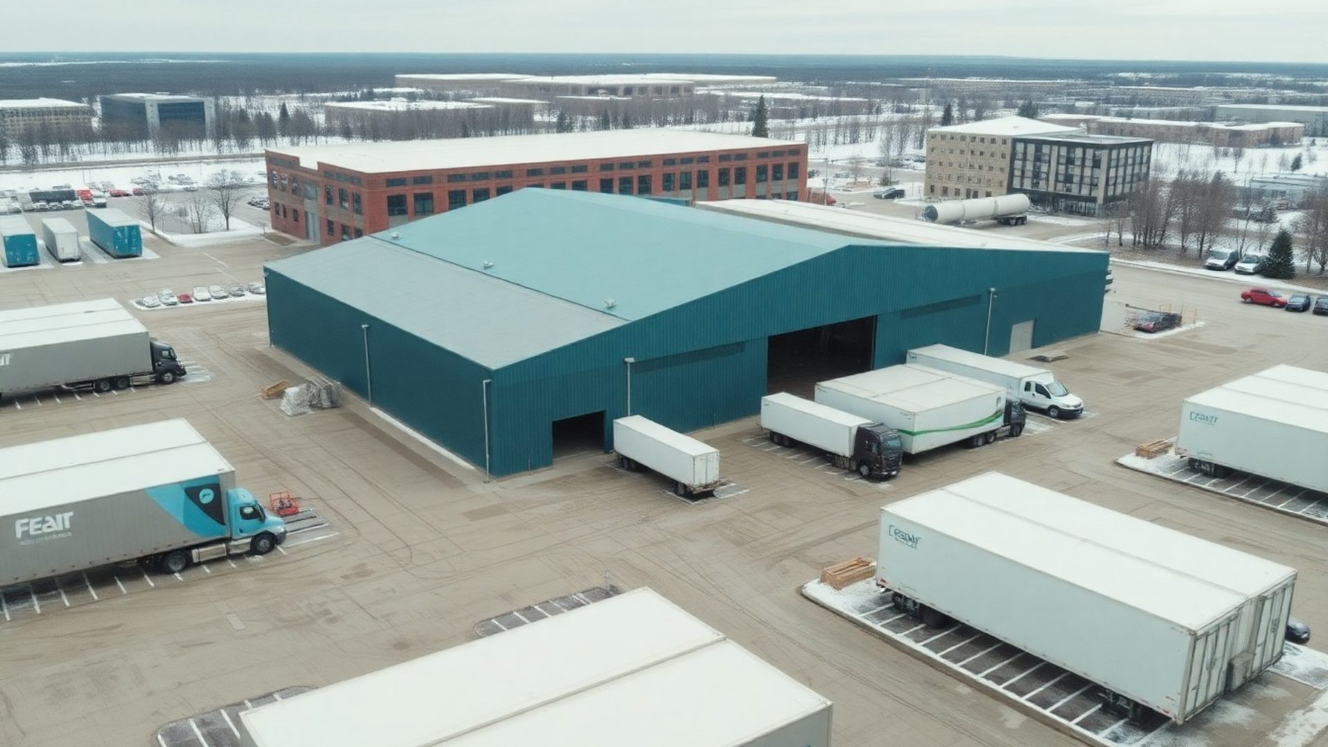 Aerial view of the Vividvforge logistics hub in Winnipeg
